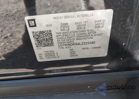 2020 Cadillac Xt5 Awd Premium Luxury из США, поврежденный, VIN 1GYKNDRS4LZ115183